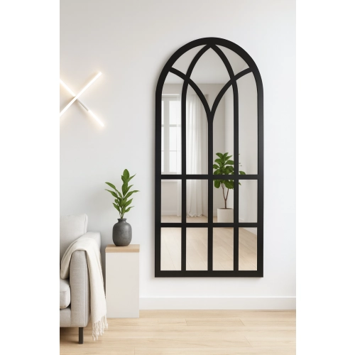 Lustro okno loft ze szprosami MDF - RAMONA - kolor ramy do wyboru